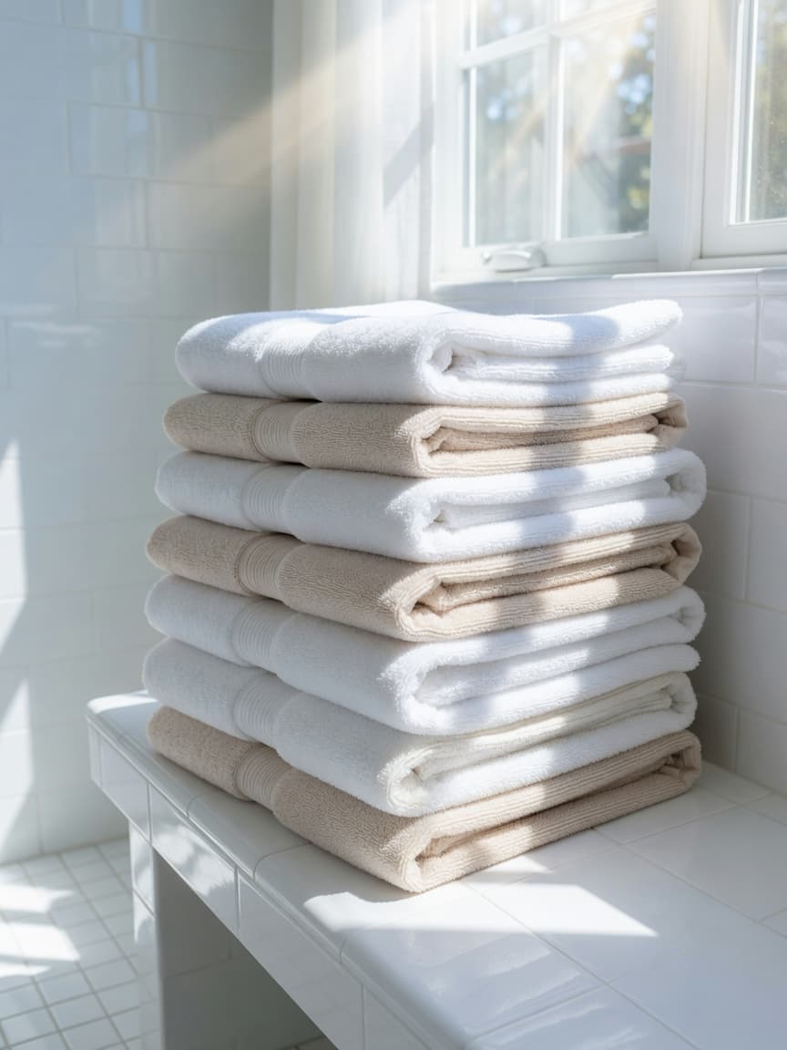 Carefully folded towels
